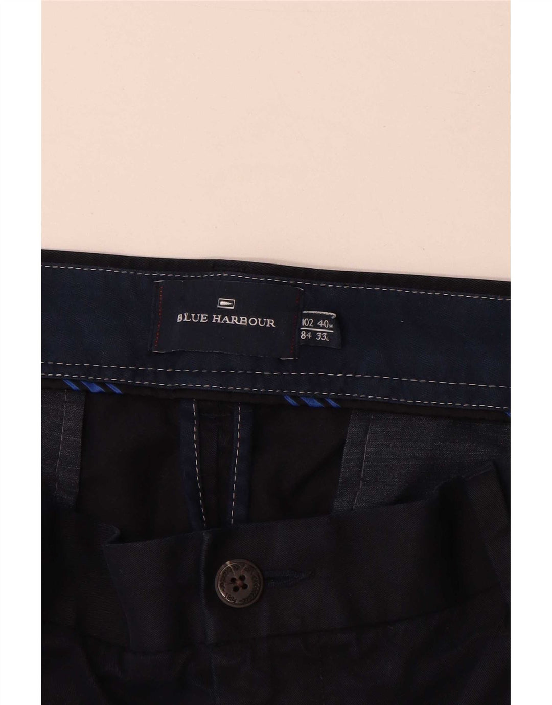 Pantaloni chino dritti Marks & Spencer da uomo blu Harbour W40 L33 Navy