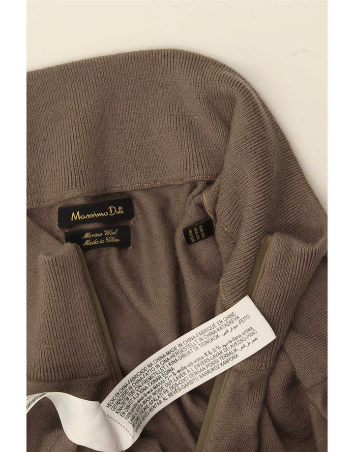 Massimo Dutti Maglione da uomo con zip e collo 2XL in lana marrone