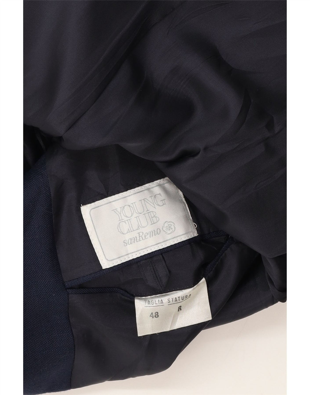 Giacca blazer doppiopetto da uomo San Remo IT 48 blu navy medio