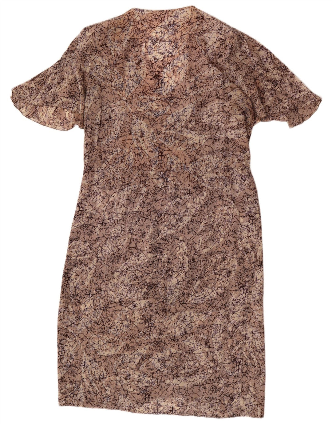 Abito a trapezio vintage da donna con motivo astratto UK 16 grande marrone