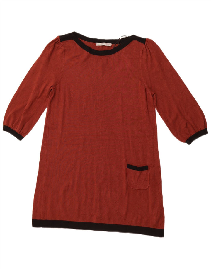 MARKS & SPENCER Top tunica da donna con maniche a 3/4 UK 12 Colorblock marrone medio