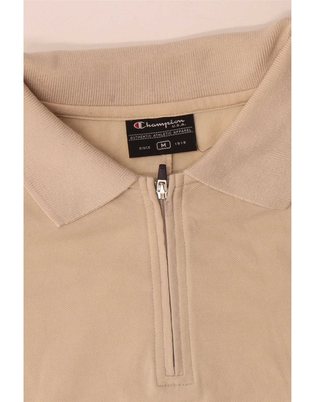 Polo Champion da uomo con zip e collo in cotone color block beige medio