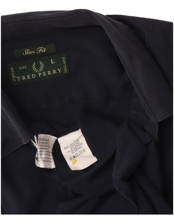 Camicia slim fit da uomo Fred Perry grande in cotone blu navy
