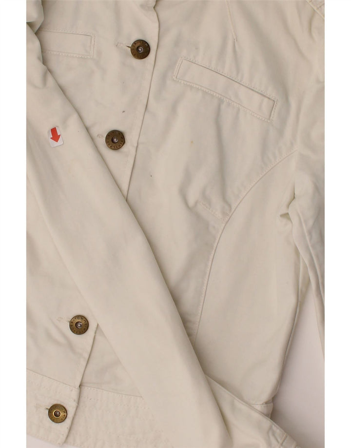 TOMMY HILFIGER Womens Crop Military Jacket US 8 Medium White Cotton Vintage Tommy Hilfiger and Second-Hand Tommy Hilfiger from Messina Hembry 