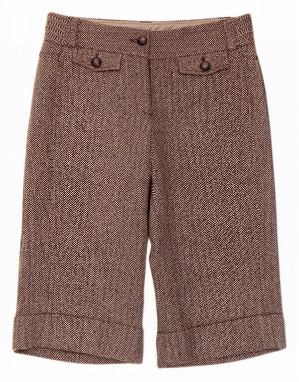 Bermuda da donna Ted Baker taglia 1 XS W30 marrone a spina di pesce classico