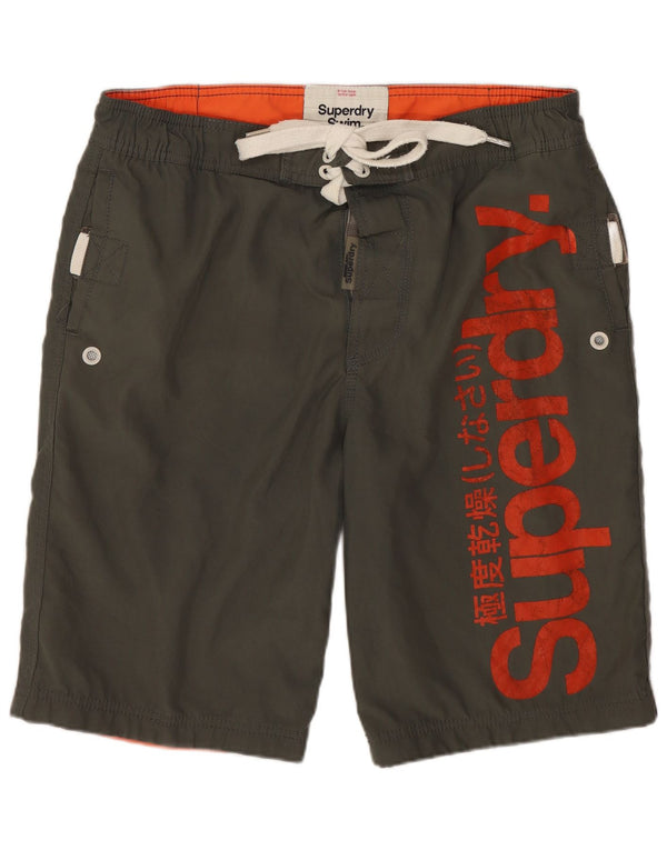 Pantaloncini da bagno grafici da uomo Superdry poliestere kaki medio