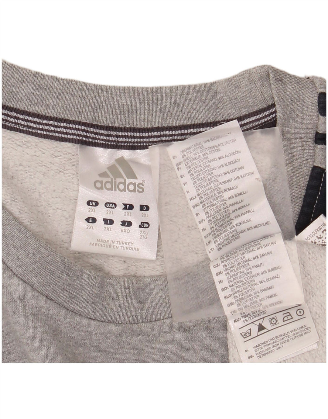 Felpa da uomo ADIDAS maglione 2XL cotone color block grigio