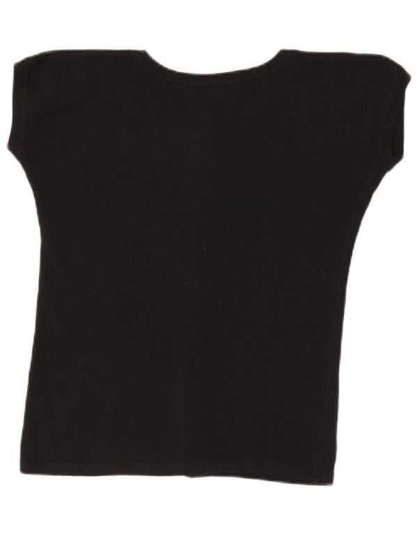 Top corto in maglia da donna Benetton IT 46 Large in cotone nero