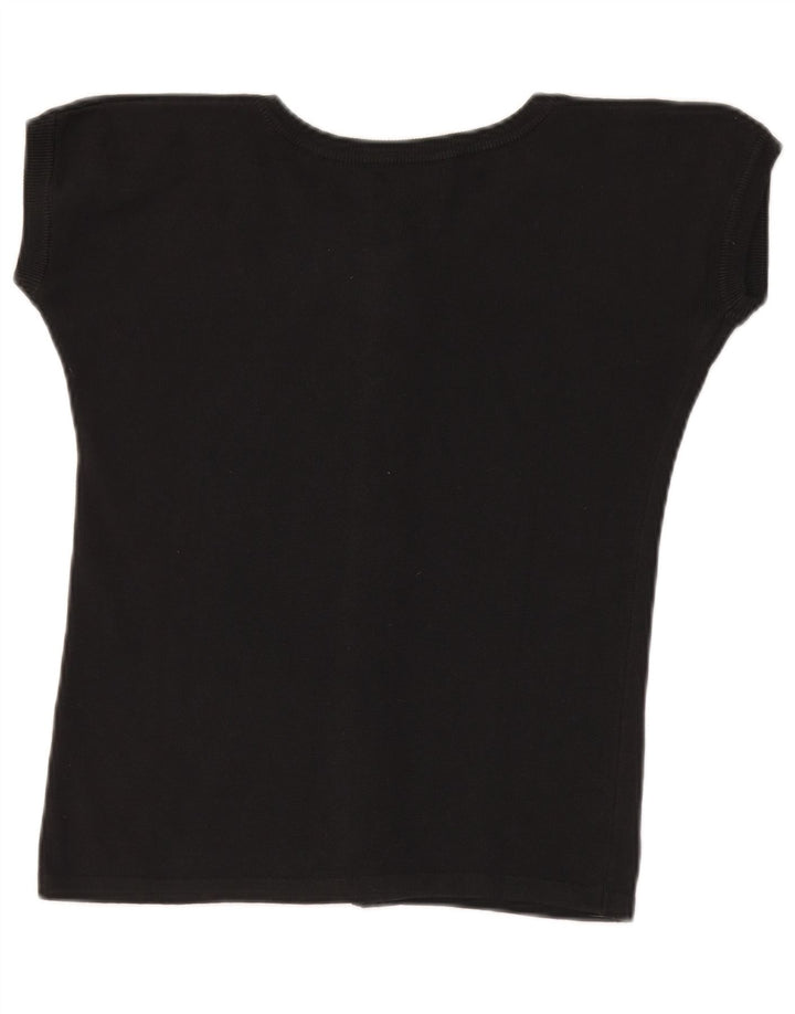 Top corto in maglia da donna Benetton IT 46 Large in cotone nero