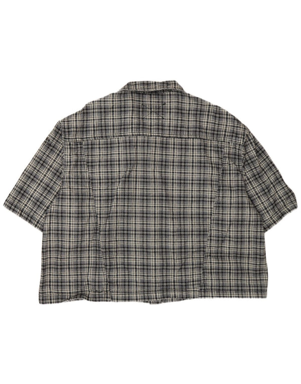 Camicia da uomo in flanella a maniche corte con vestibilità ampia Collusion XL scozzese grigio