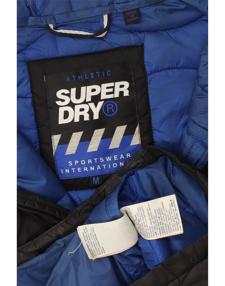 Giacca imbottita con cappuccio da uomo Superdry UK 38 nylon nero medio