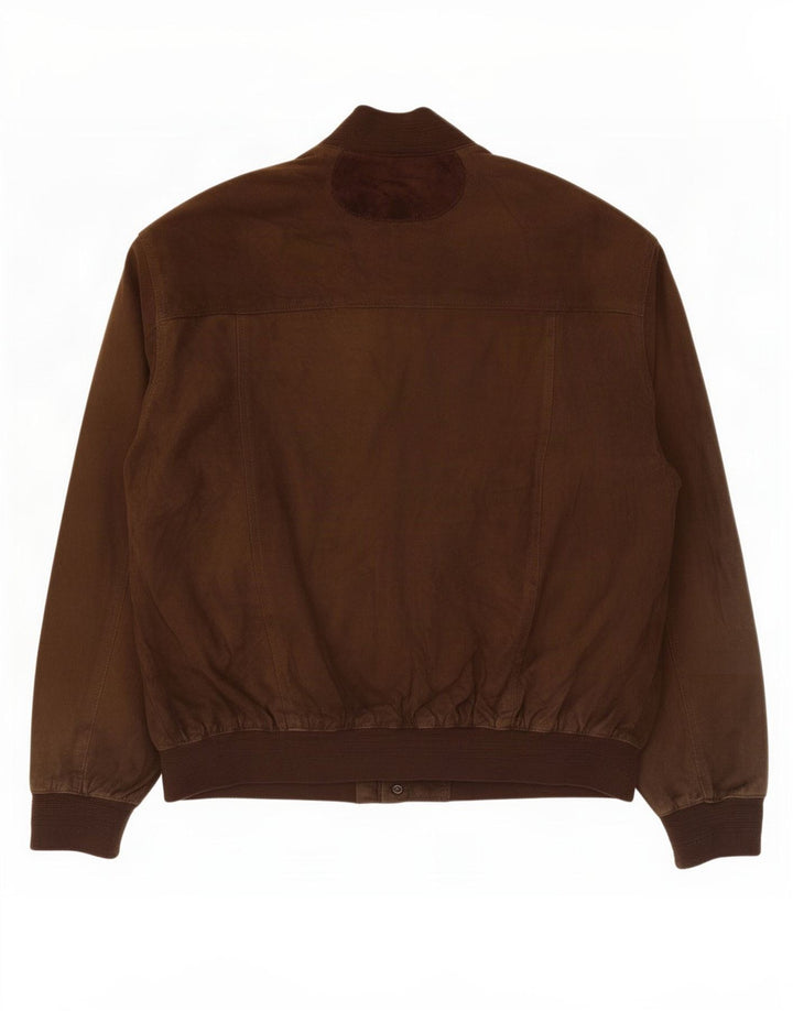 Giubbotto bomber vintage in pelle scamosciata da uomo IT 56 3XL in pelle marrone