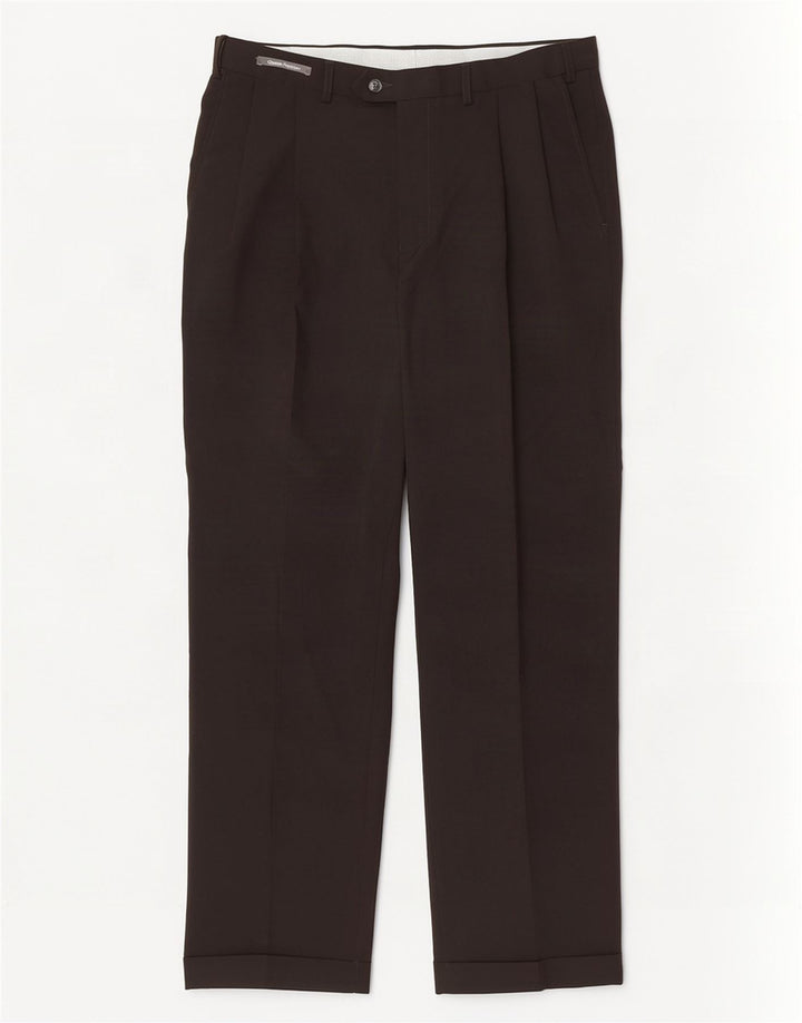 Pantaloni da abito con pegging da uomo Marks & Spencer W34 L31 poliestere nero