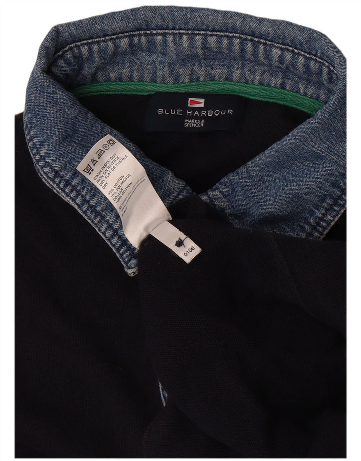 Maglione da uomo Marks & Spencer blu Harbour con collo a polo blu navy medio