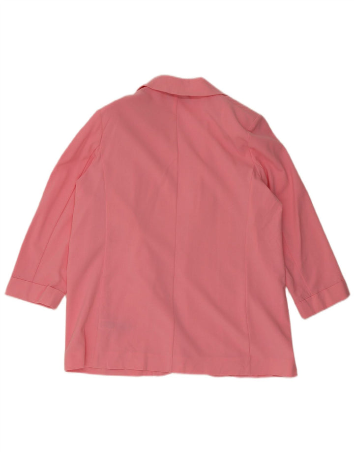MARKS & SPENCER Giacca blazer aperta da donna con maniche a 3/4 UK 16 Large Rosa