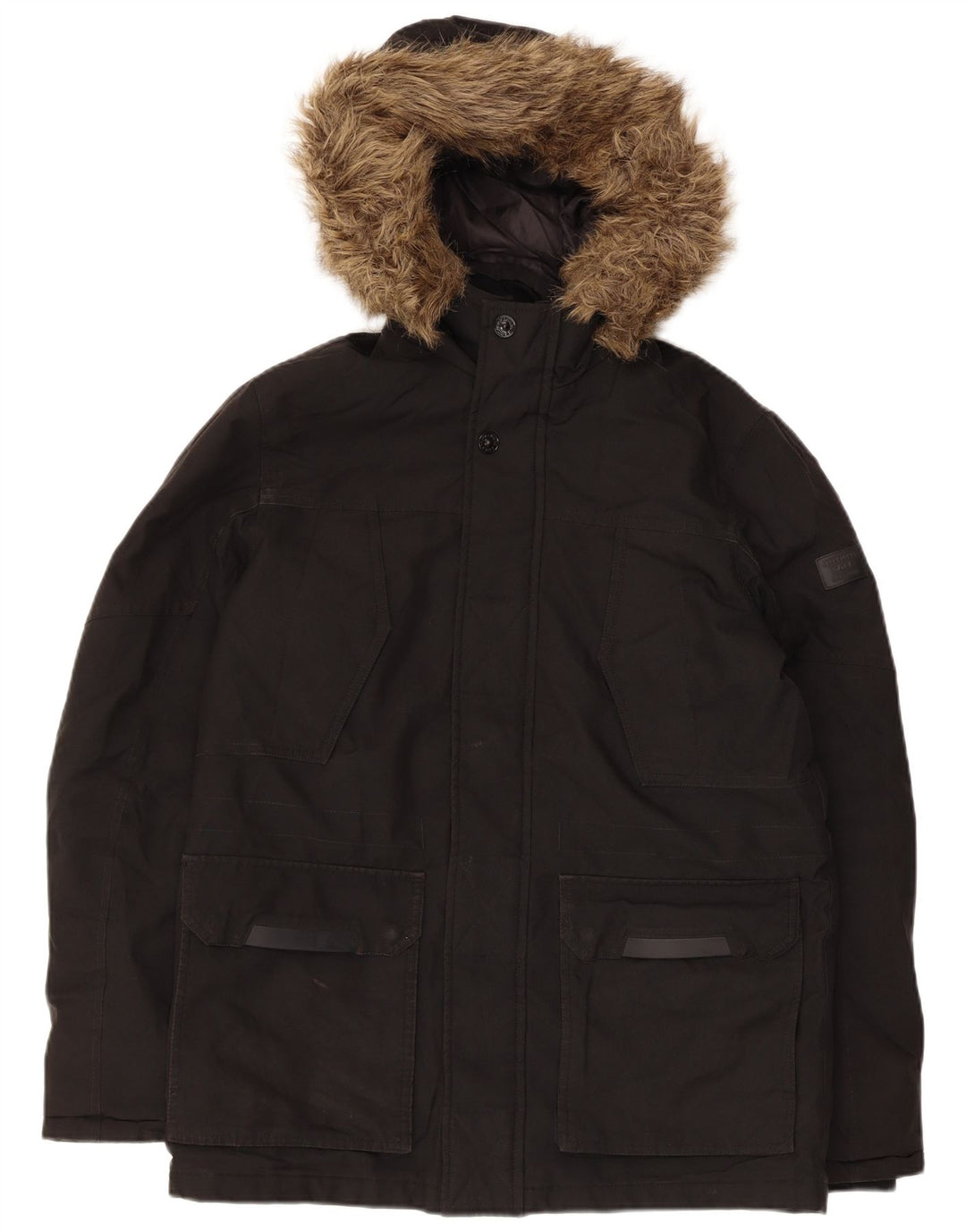 Giacca imbottita con cappuccio da uomo Jack & Jones UK 36 piccola poliestere nero
