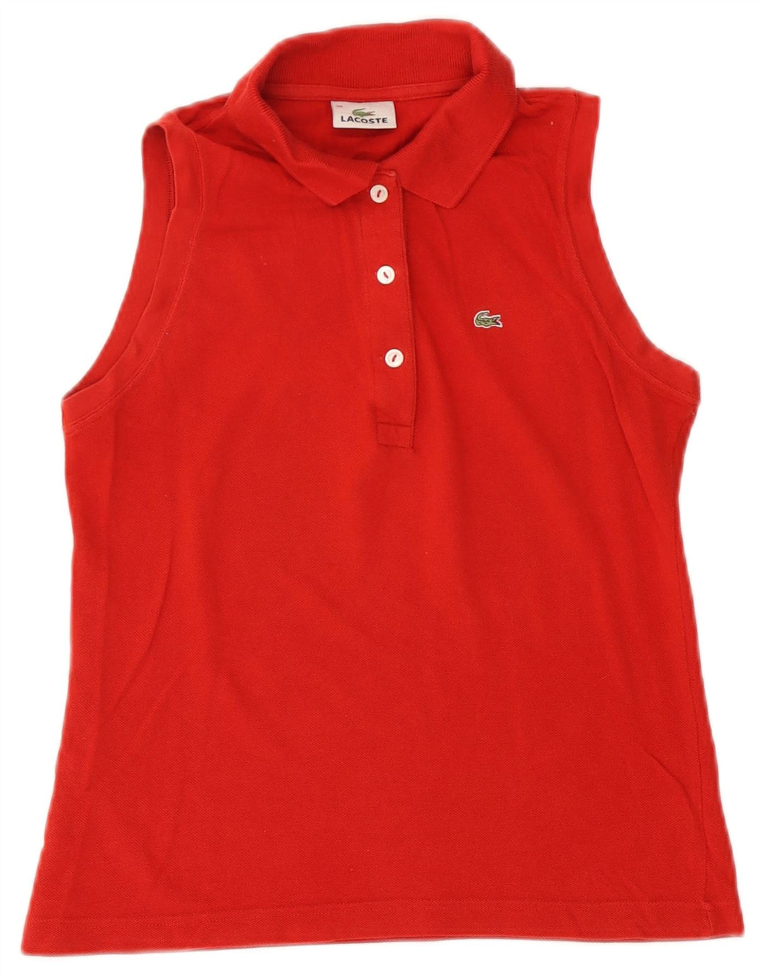 Polo senza maniche da donna Lacoste taglia 38 cotone rosso medio