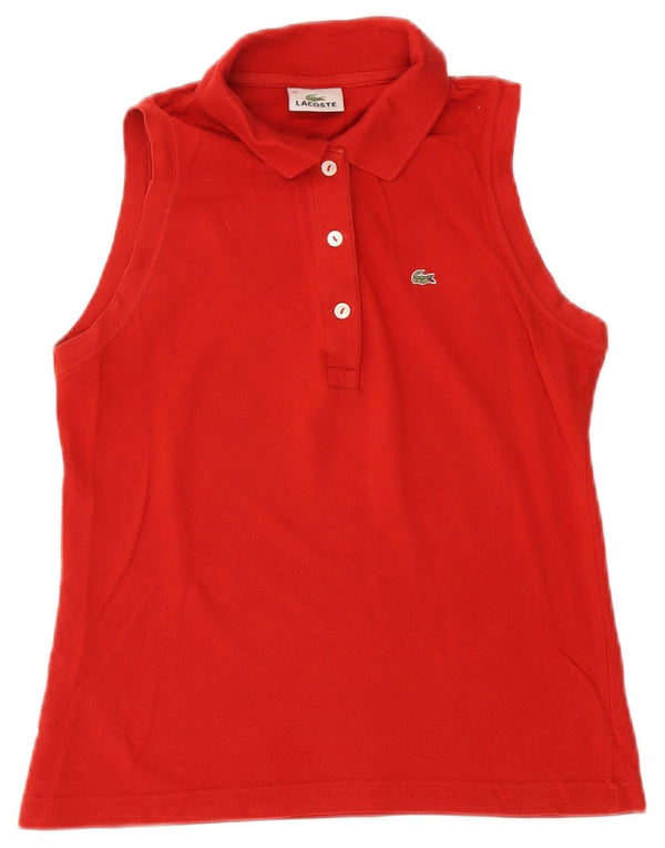 Polo senza maniche da donna Lacoste taglia 38 cotone rosso medio