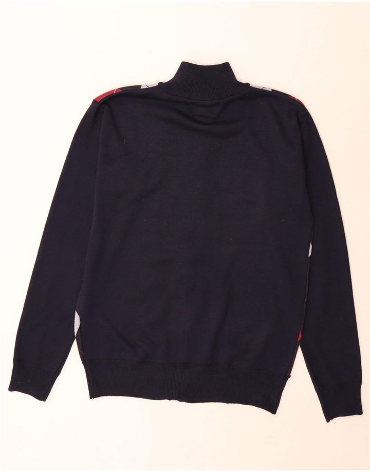 Maglione cardigan da uomo Pierre Cardin piccolo blu navy a rombi/diamante