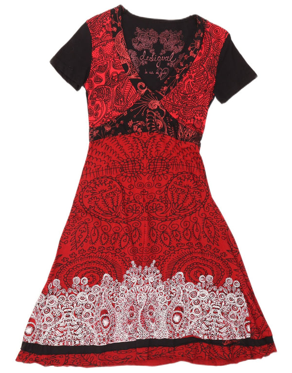Desigual Abito a trapezio da donna UK 8 Small Black Paisley