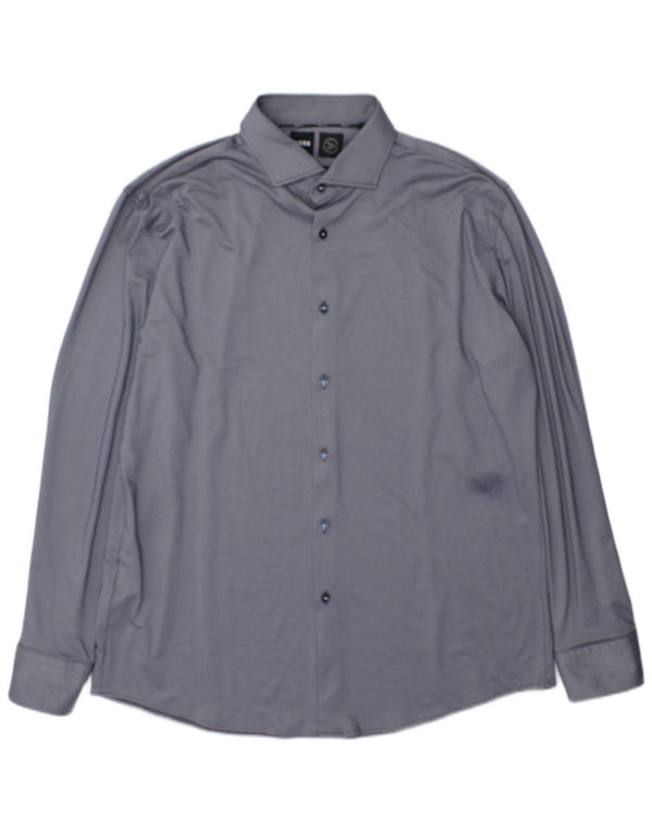 Camicia Hugo Boss Performance Slim Fit da uomo taglia 43 17 XL blu navy in poliammide