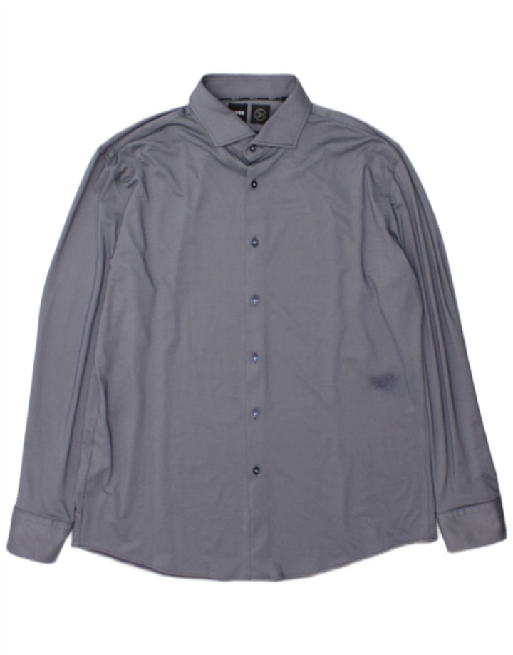 Camicia Hugo Boss Performance Slim Fit da uomo taglia 43 17 XL blu navy in poliammide