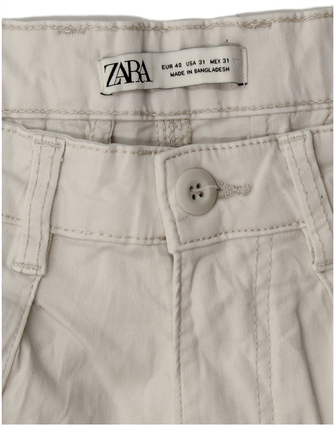 Pantaloni cargo dritti da uomo Zara EU 40 medio W31 L28 cotone bianco