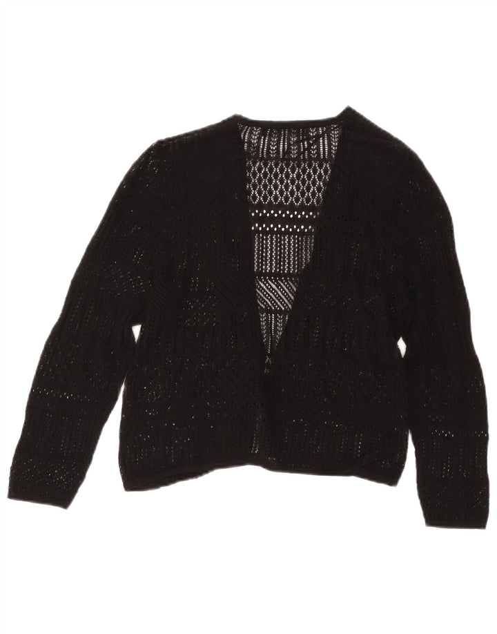MARKS & SPENCER Maglione cardigan trasparente da donna UK 8 piccolo nero