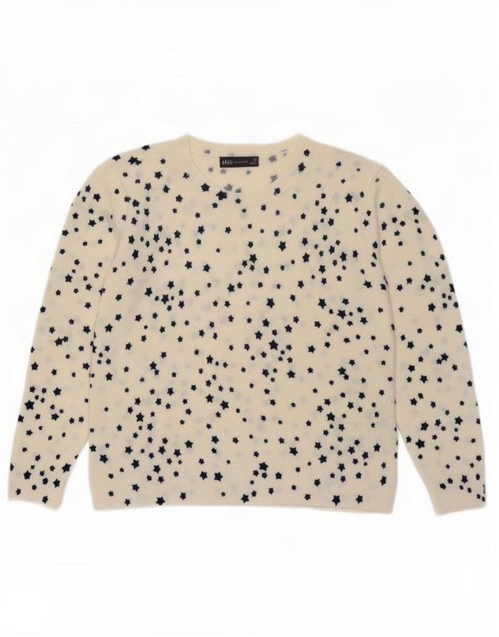 Maglione maglione girocollo da donna Marks & Spencer UK 14 medio bianco