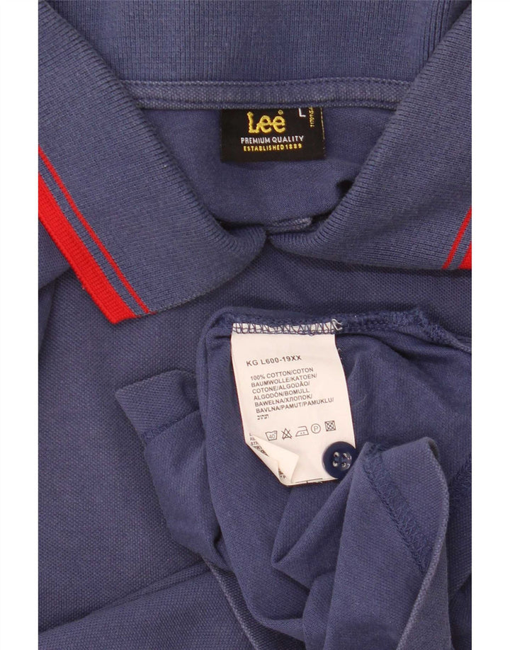 Polo da uomo Lee grande in cotone blu