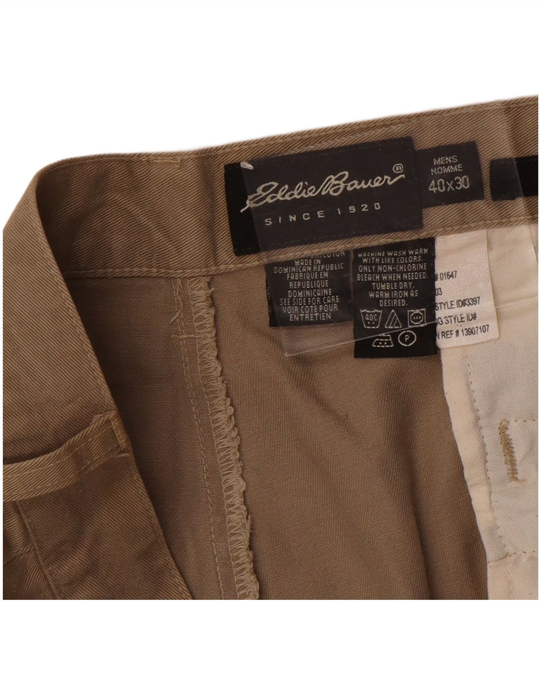 Pantaloni chino dritti da uomo Eddie Bauer W40 L30 in cotone marrone
