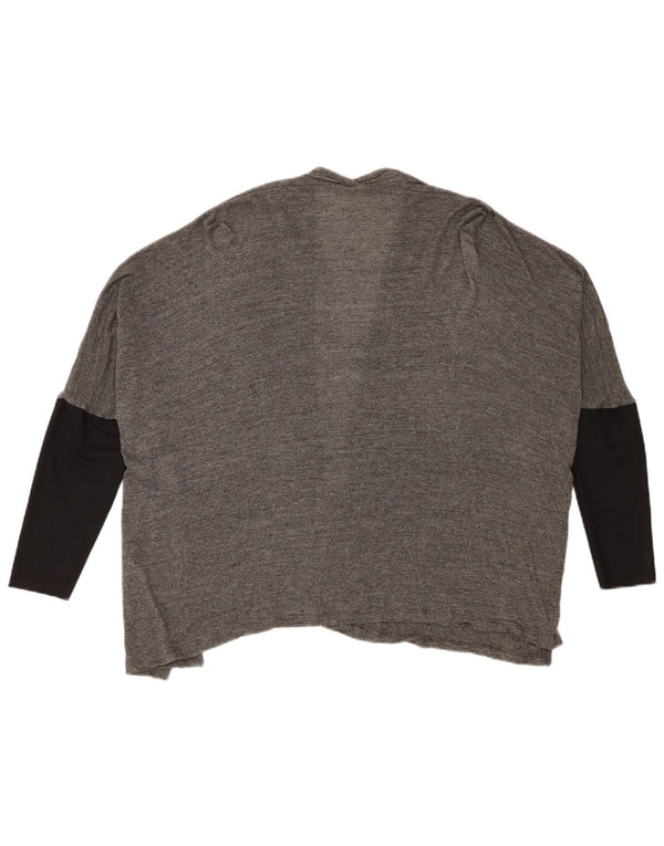 Maglione cardigan con maniche a 3/4 da donna Zara UK 14 Blocco colore grigio medio