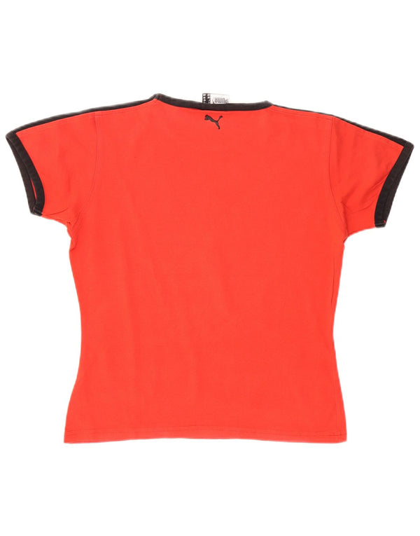 Puma T-shirt grafica da donna Top UK 14 Large Rosso Colourblock