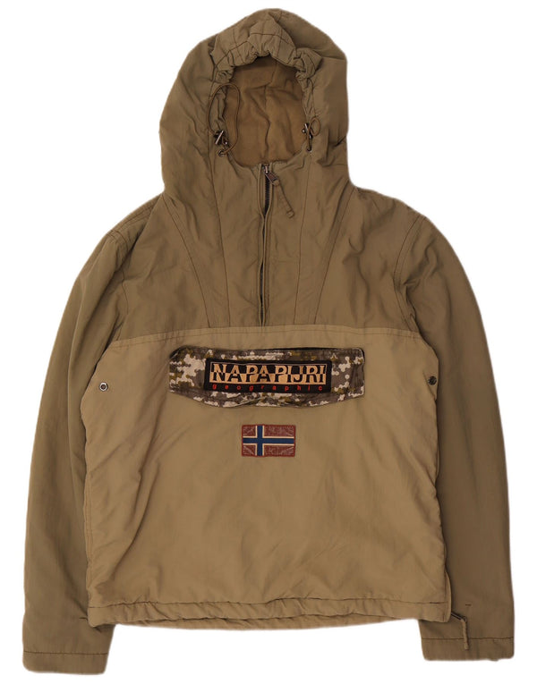 Giacca anorak con cappuccio grafico da donna Napapijri UK 16 Large Khaki Poliammide