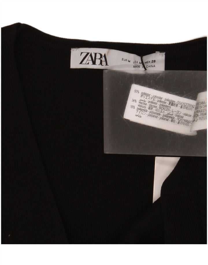 Top corto a maniche corte da donna Zara UK 12 poliestere nero medio