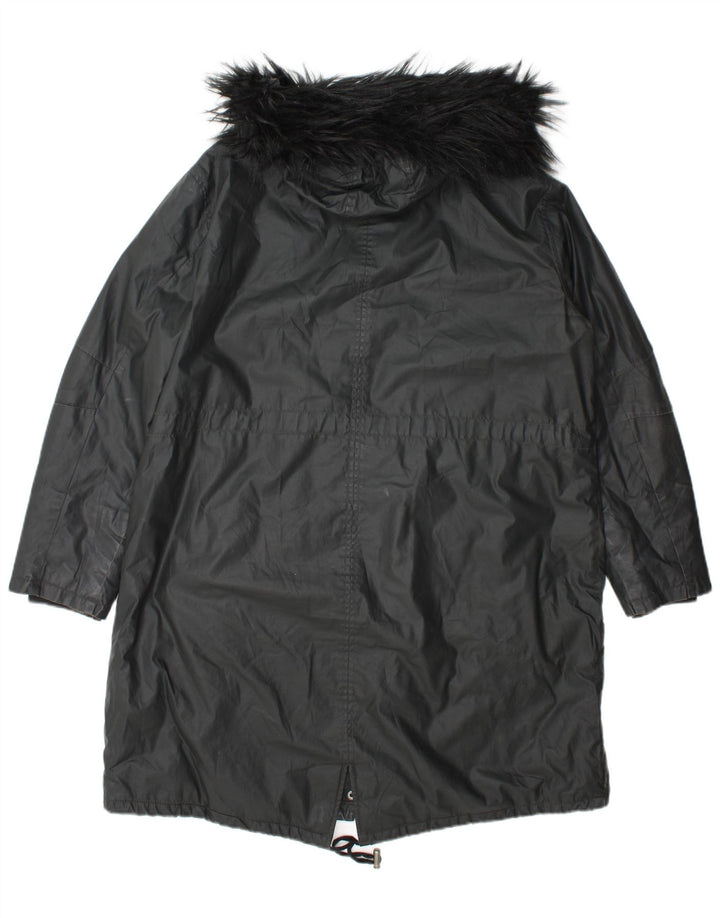Giacca Parka cerata con cappuccio da donna Marks & Spencer UK 14 grande grigia