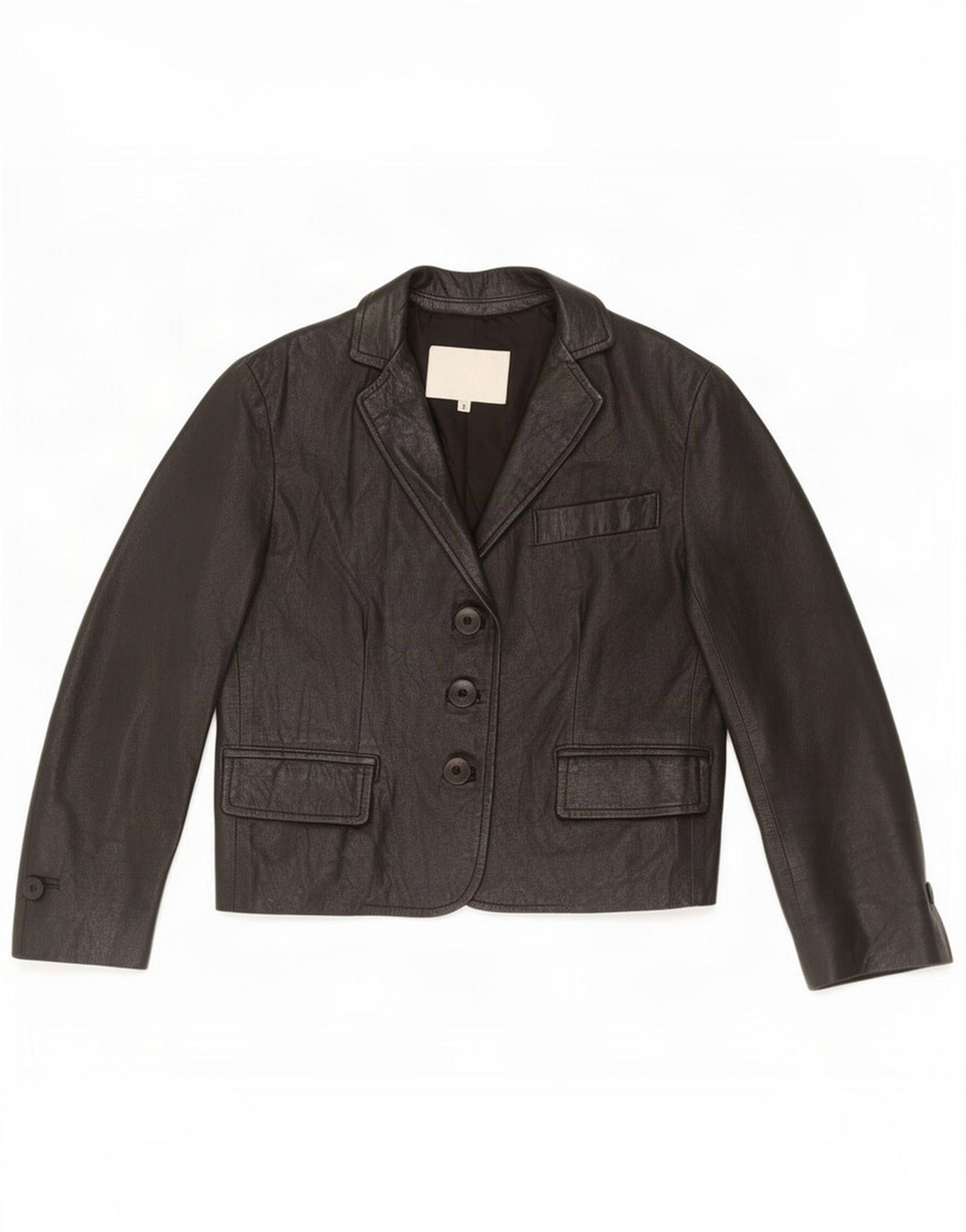 Giacca blazer in pelle a 3 bottoni Imperial da donna UK 10 piccola nera