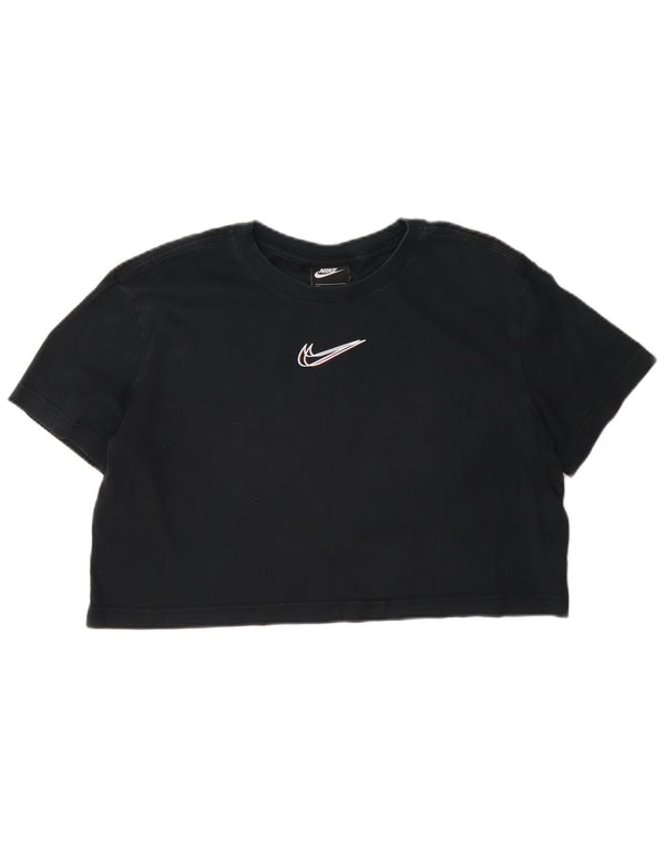 T-shirt grafica corta Nike da donna, taglia UK 14, cotone blu navy medio