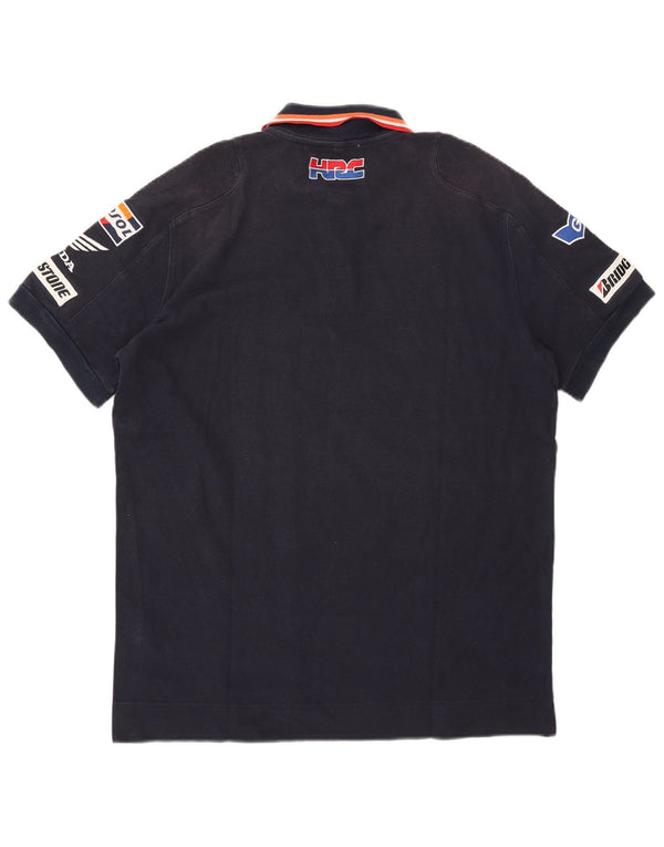 Polo grafica da uomo Gas XL in cotone a righe blu navy