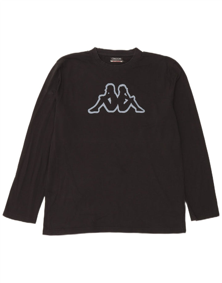 Top grafico da uomo Kappa a maniche lunghe XL in cotone nero