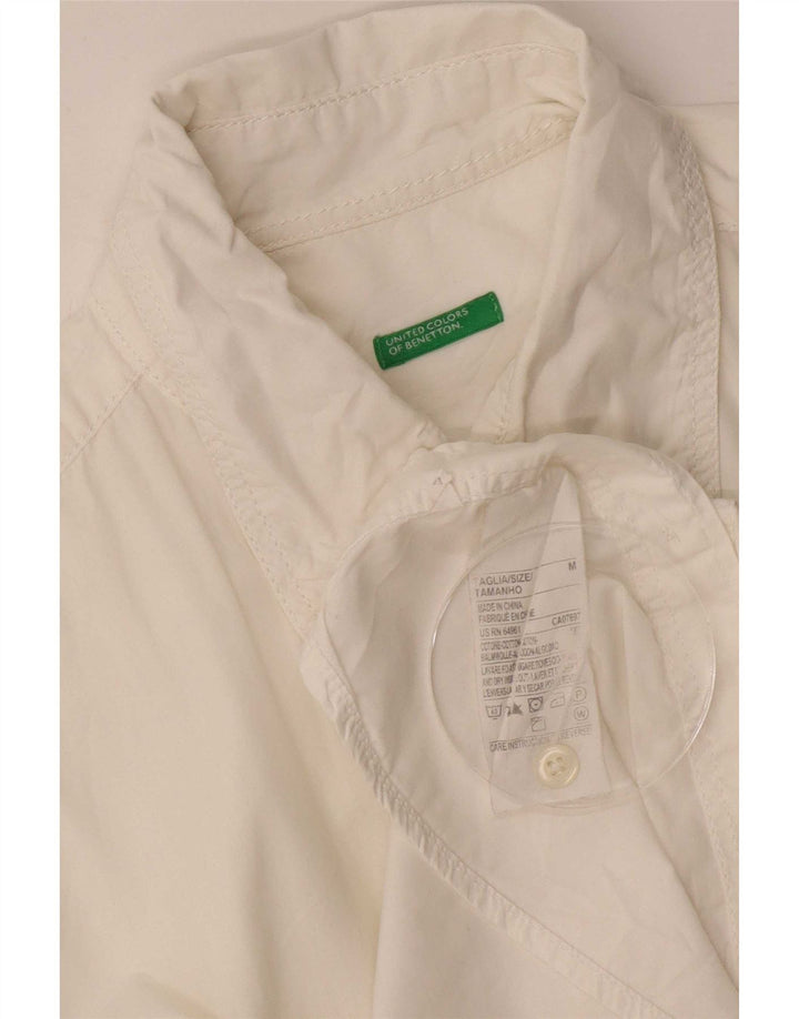 Camicia Benetton Uomo Manica Corta Cotone Bianco Medio