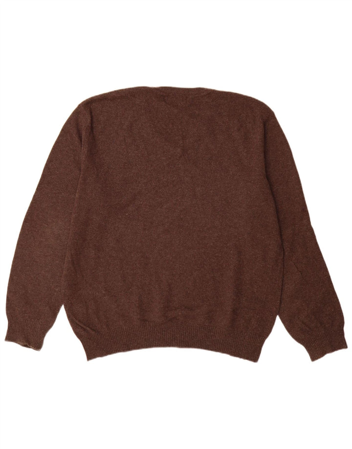 Maglione Zara da uomo con scollo a V grande marrone a rombi/lana diamante