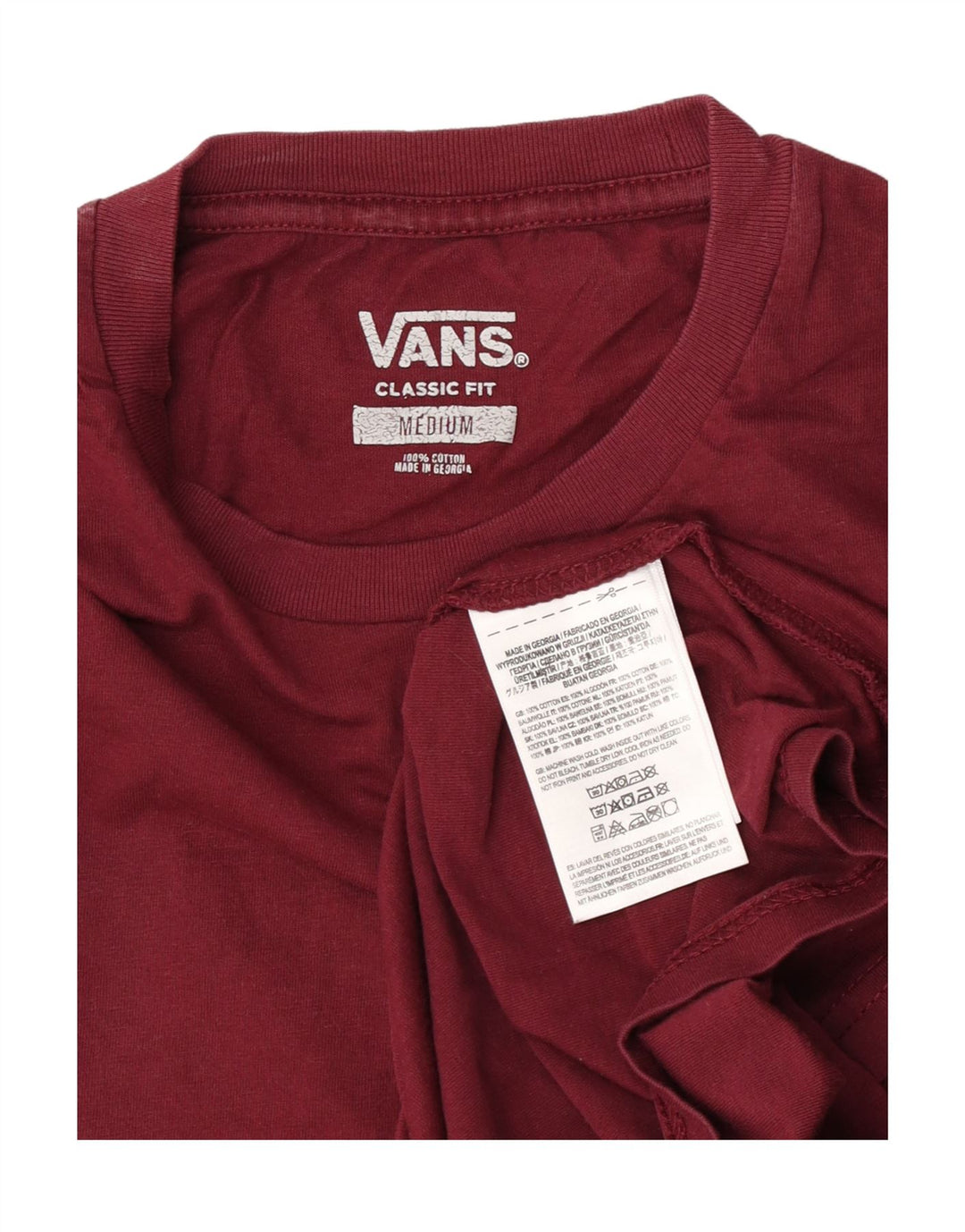 Maglietta da uomo Vans Classic Fit in cotone bordeaux medio
