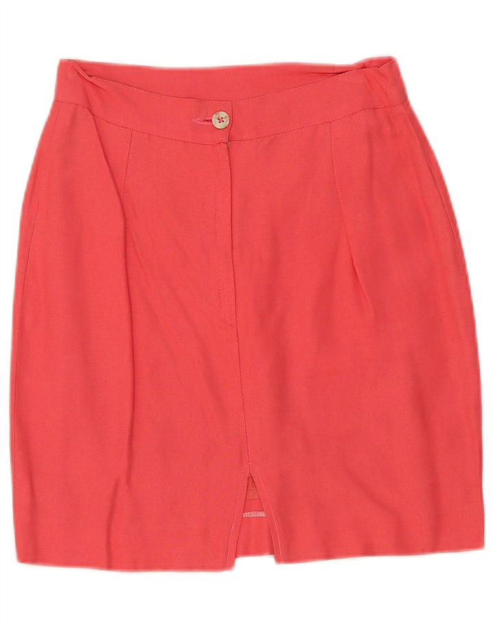 Gonna a tubino vintage da donna IT 40 piccola W24 viscosa rosa