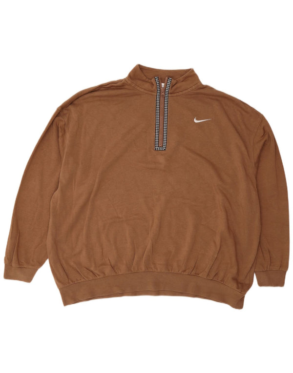 Felpa oversize con grafica Nike da donna, maglione UK 16, grande, cotone marrone