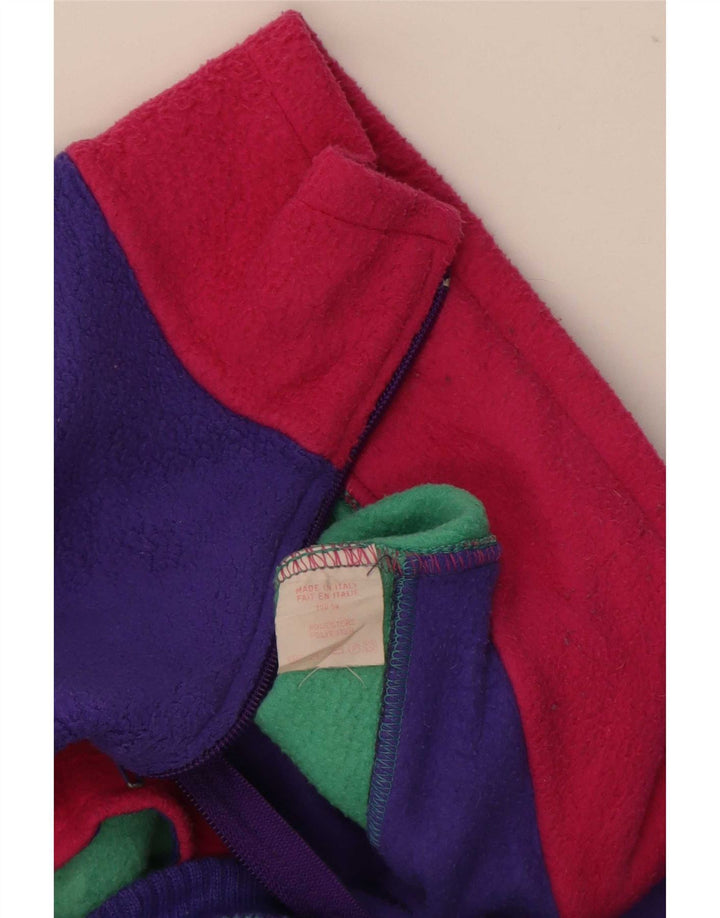 Maglione in pile da uomo con zip e collo da palestra, poliestere color block verde medio
