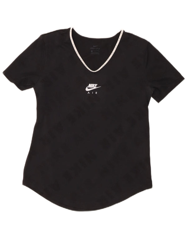 NIKE T-shirt grafica Dri Fit da donna Top UK 10 Small Poliestere nero