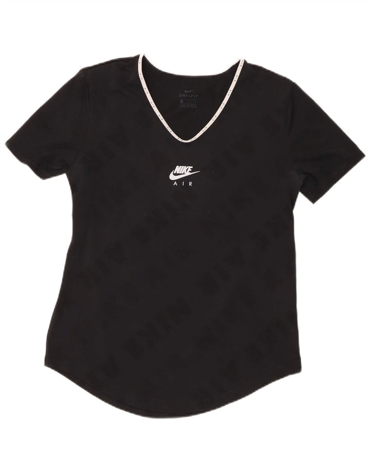 NIKE T-shirt grafica Dri Fit da donna Top UK 10 Small Poliestere nero