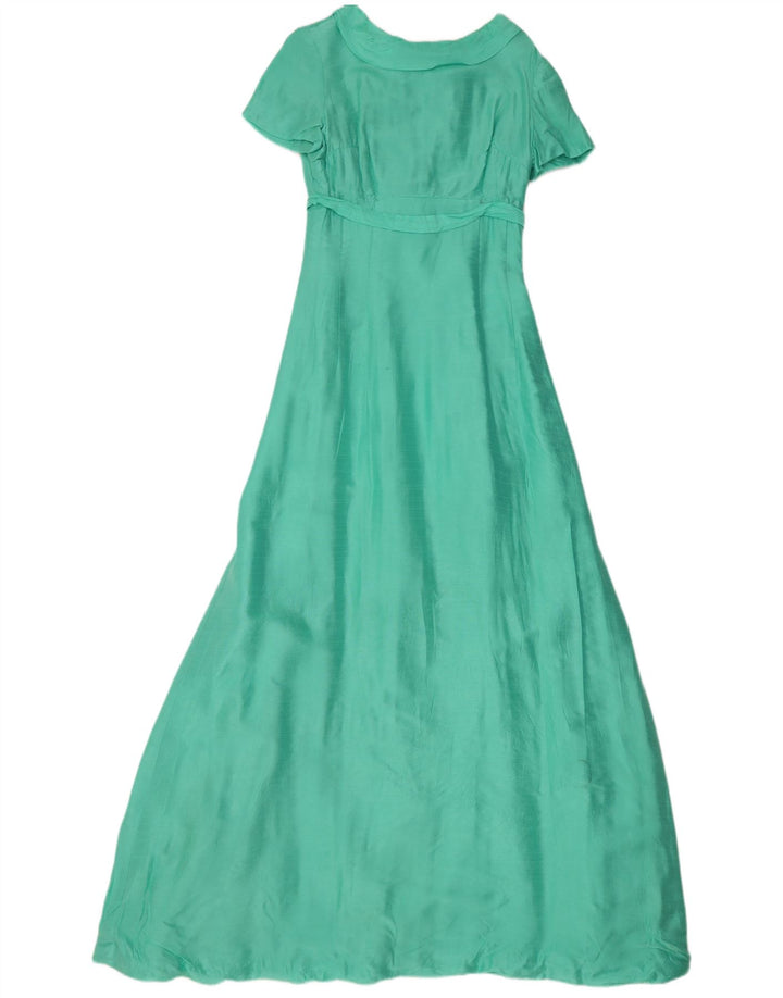 Abito lungo da donna vintage UK 8 piccolo verde