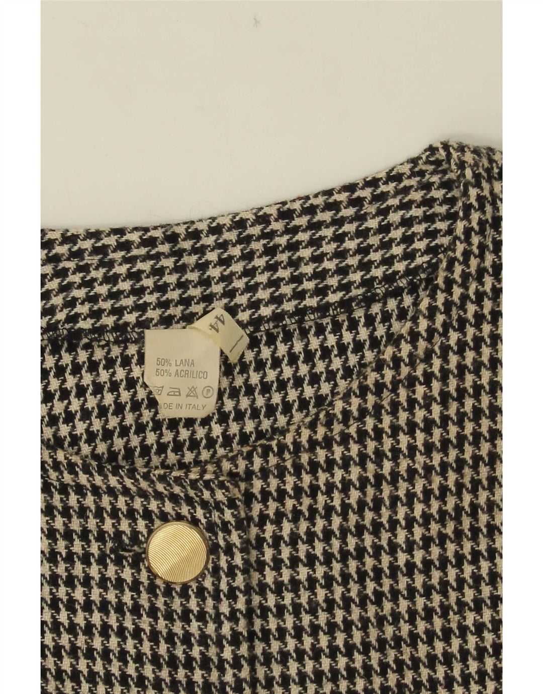 Giacca blazer vintage da donna a 5 bottoni corta IT 44 pied de poule medio nero